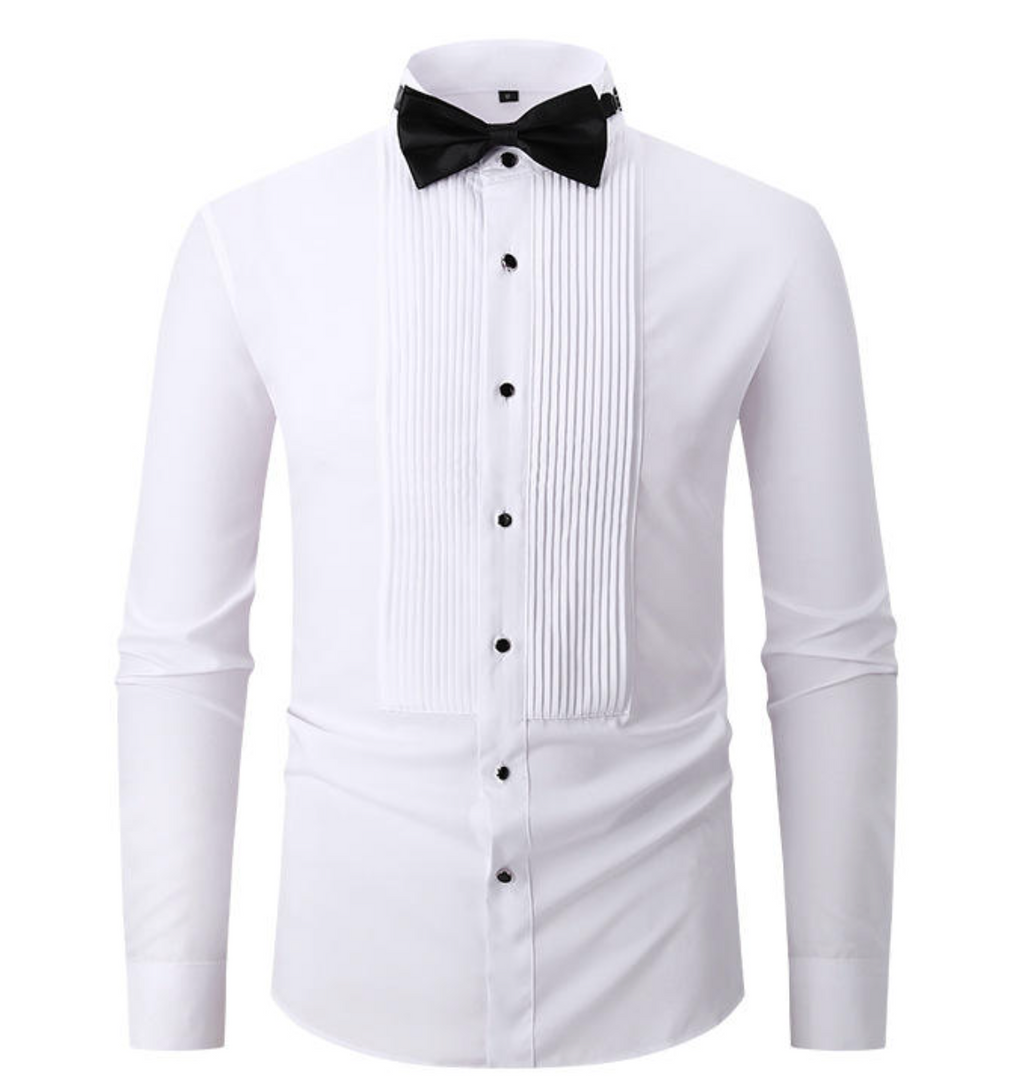 Men's White Long Sleeve Tuxedo Shirt