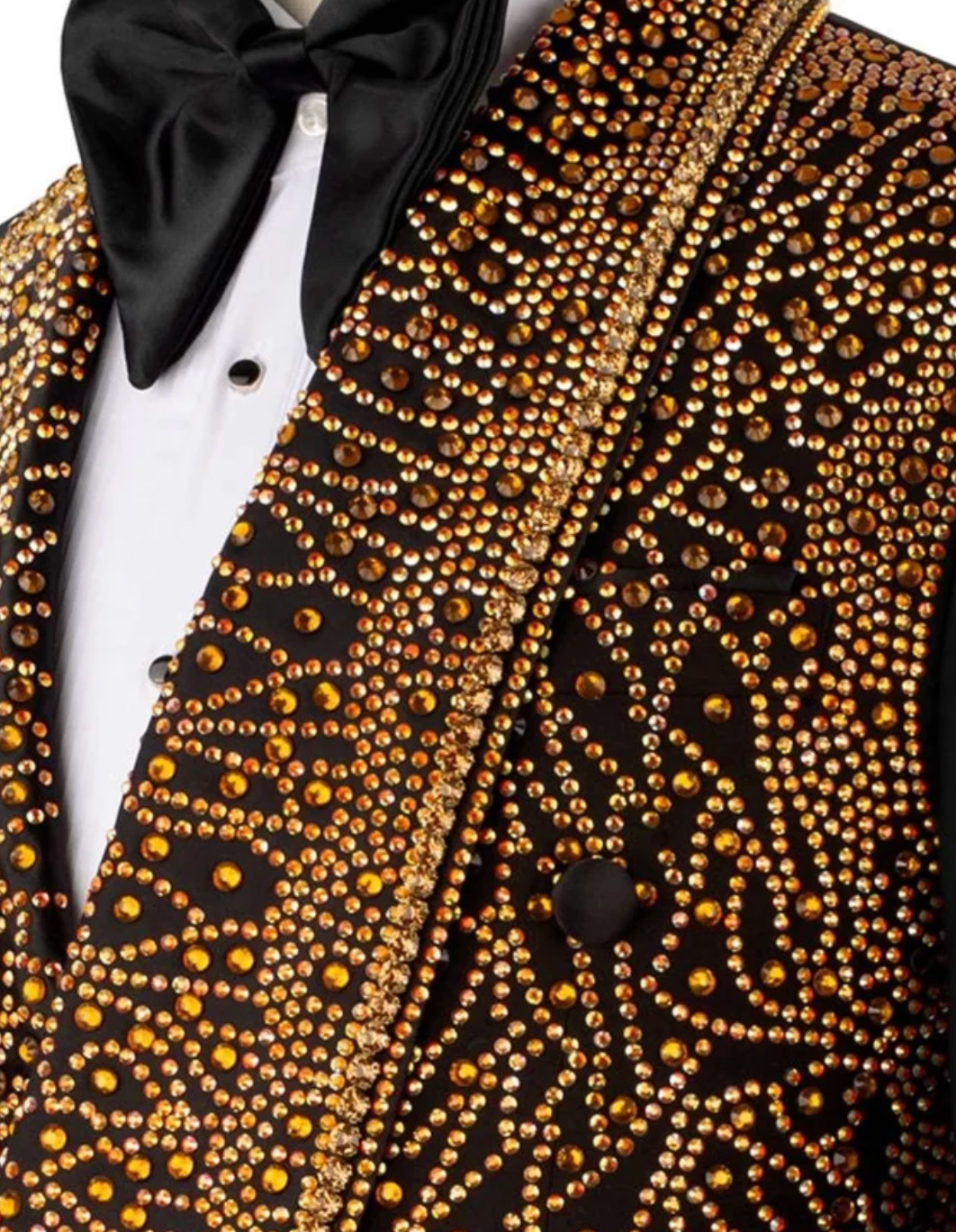 Men's Black & Gold Embellished Tuxedo Suit